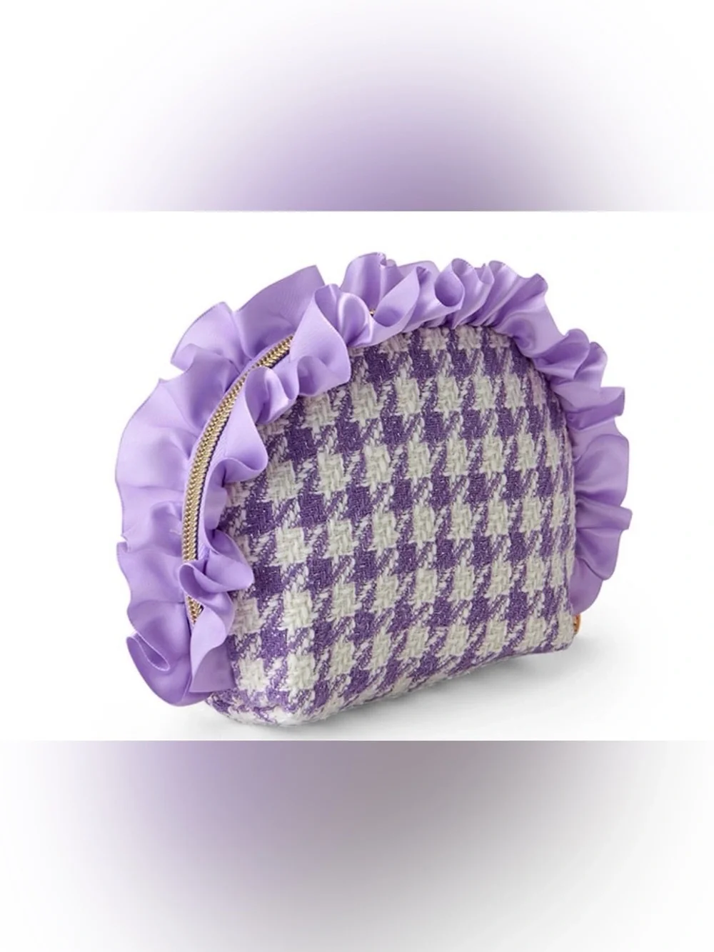 Kuromi Dream Ribbon Series Pouch with Kawaii Bunny Ears Ruffles and Bows NWT